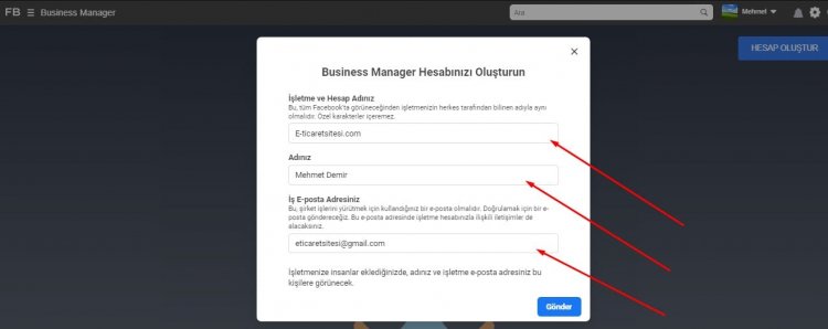 facebook işletme hesap adı