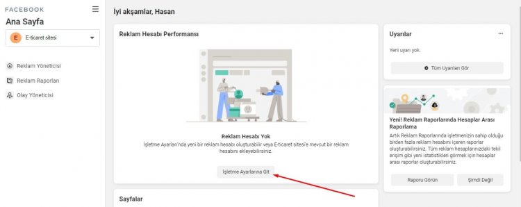 işletme ayarlarına git
