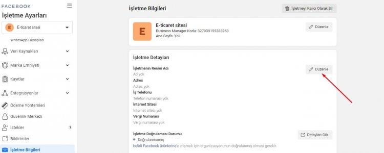 işletme detayları